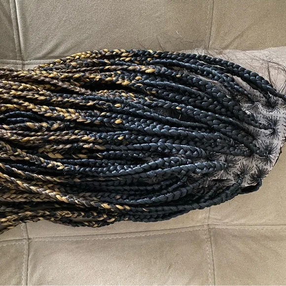 Stylish Black and Gold Braided Wig